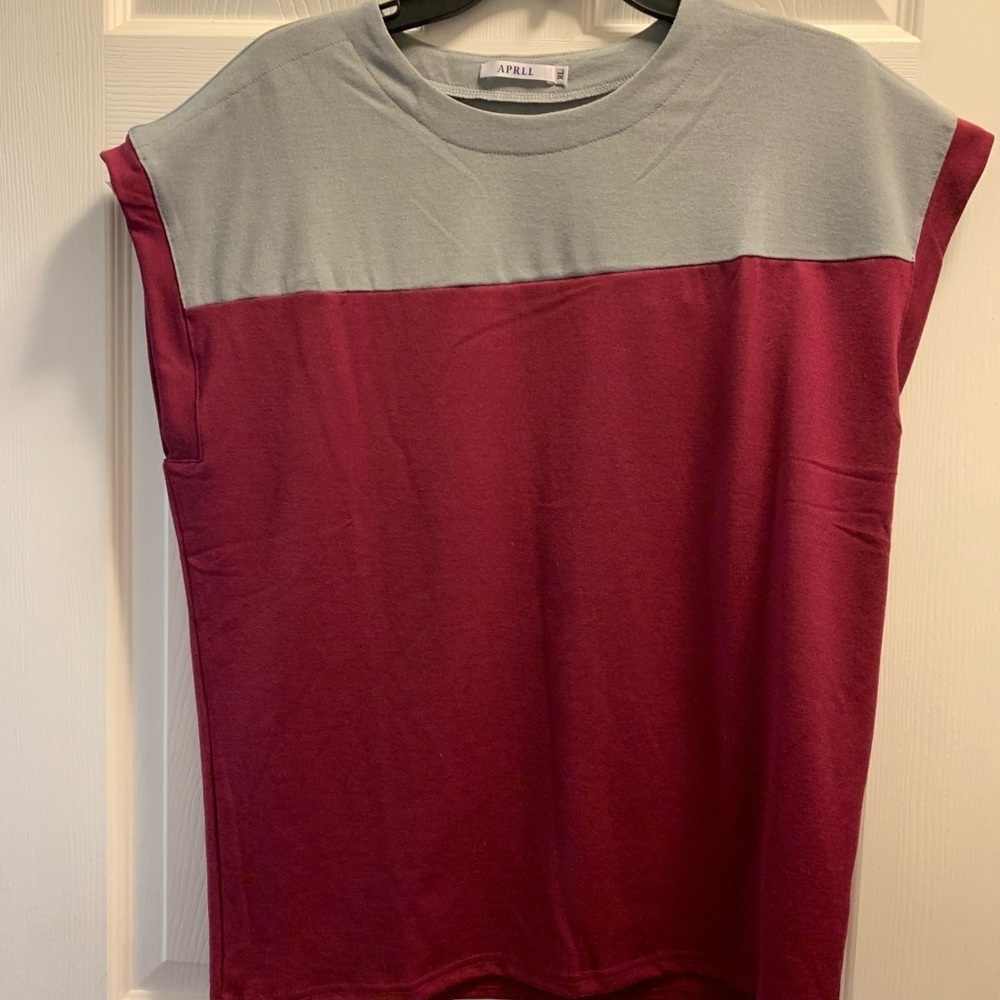 April maroon and grey soft top